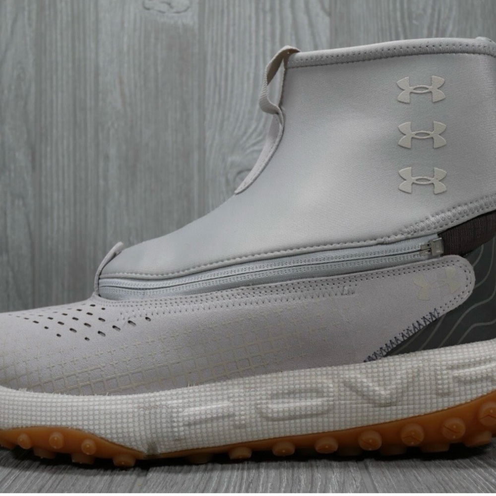 Under Armour unisex Light Gray High-Top Sneakers with Gum Sole